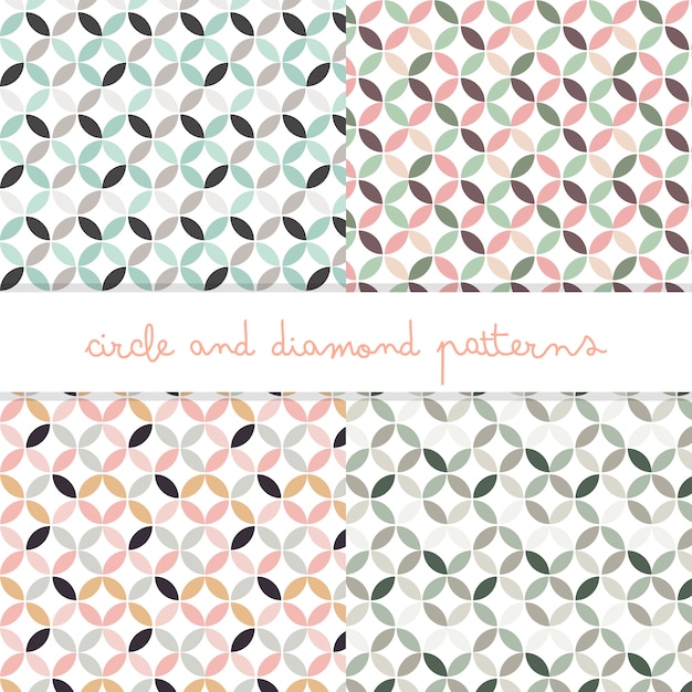 Vector pastel colors circle and diamond editable patterns