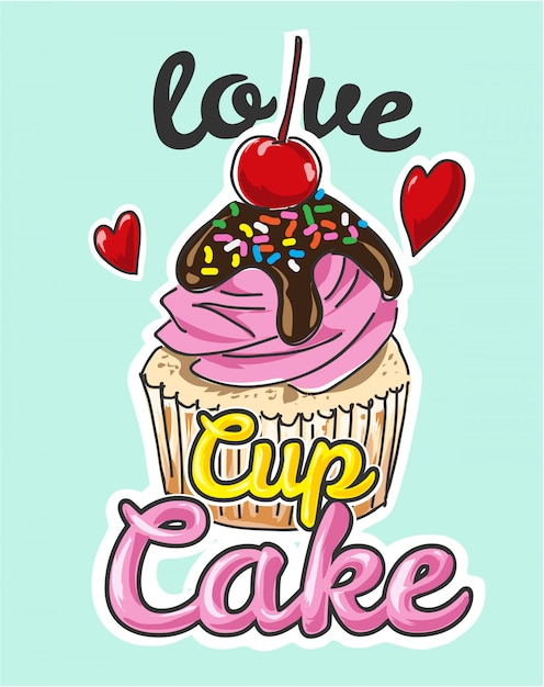 Vector pastel cup cake cartoon illustration