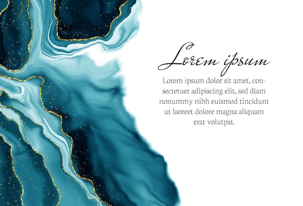 パステルシアンミント液体大理石の水彩画の背景に白い線とブラシの染み