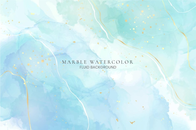 Pastel cyan mint liquid marble watercolor background with white lines and brush stains