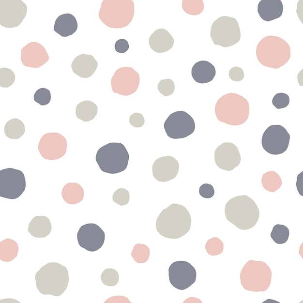 Pastel dots on a white background Seamless handdrawn pattern