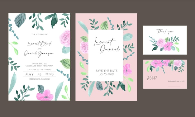 pastel floral border with pink background invitation