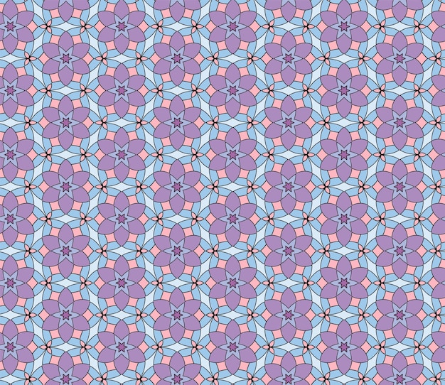 Pastel floral seamless lace pattern Geometric soft purple blue mosaic background Oriental ornament Vector design template for invitations greeting cards textile wallpapers etc