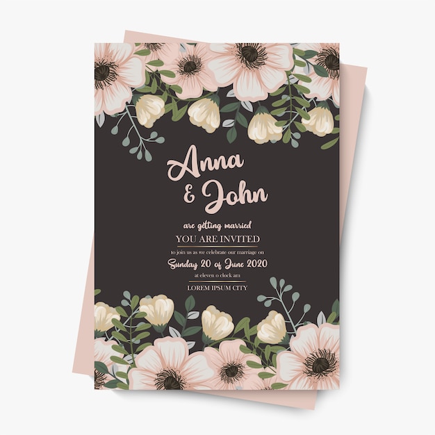 Pastel floral wedding invitation template