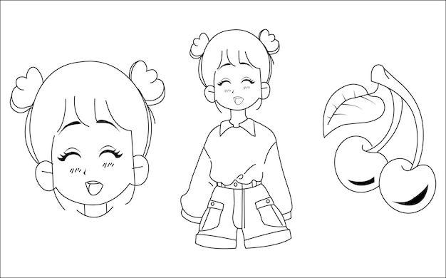 Vector pastel goth chibi girls coloring pages