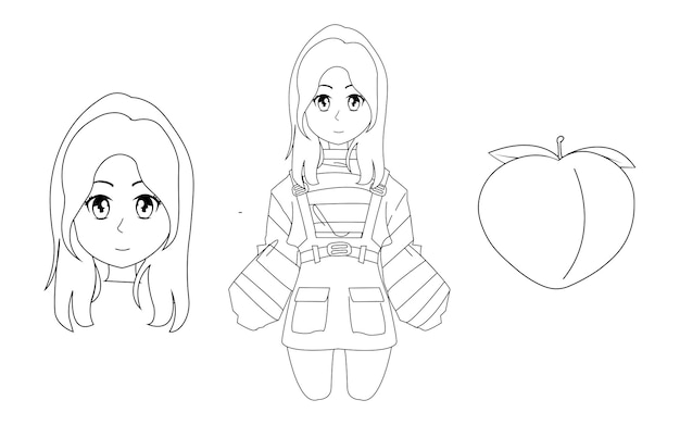 Vector pastel goth chibi girls coloring pages