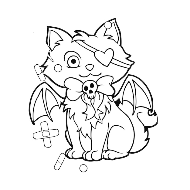 Pastel goth and creepy kawaii coloring page