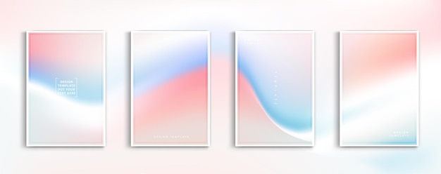 ベクトル パステル グラデーション背景ベクトル セット ソフト柔らかいピンク ブルー紫とオレンジ色アプリ web デザイン web ページ バナー グリーティング カード ベクトル デザインの抽象的な背景