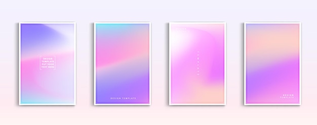 Pastel gradient backgrounds vector set soft tender pink blue purple and orange colours.