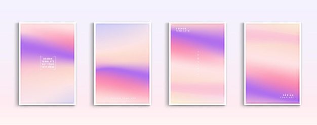 Pastel gradient backgrounds vector set Soft tender pink purple yellow and orange colours abstract background for app web design webpages banners greeting cards Vector design