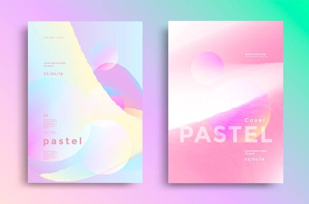 Pastel gradient covers design. Fashion style trends 80s and 90s for book, flyer.