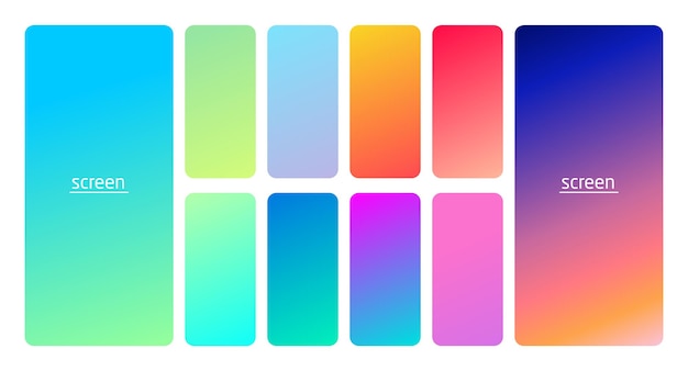 Pastel gradient smooth and soft vibrant color background set Devices pc and modern smartphone