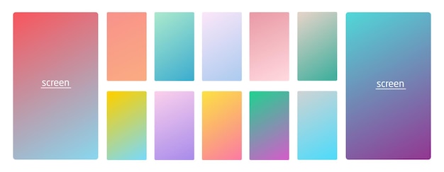 Pastel gradient smooth and vibrant soft color background set for devices pc