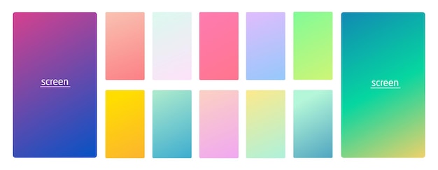 Pastel gradient smooth and vibrant soft color background set for devices