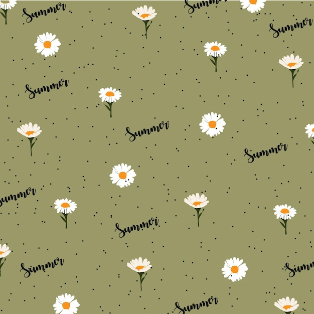 Vector pastel green floral summer pattern