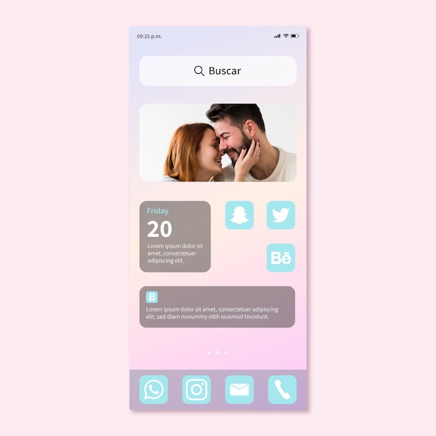 Pastel home screen template for smartphone