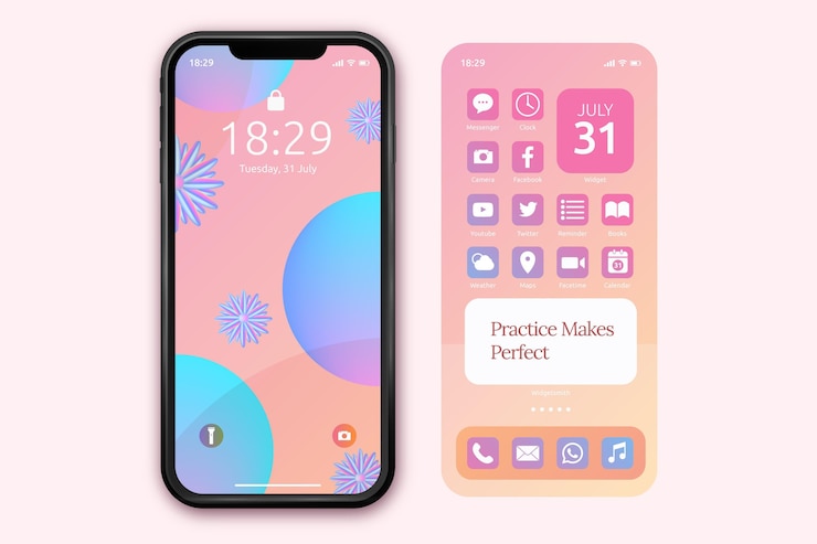 Vector スマートフォン用パステルホーム画面テンプレート