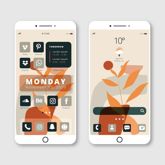 Pastel home screen template for smartphone