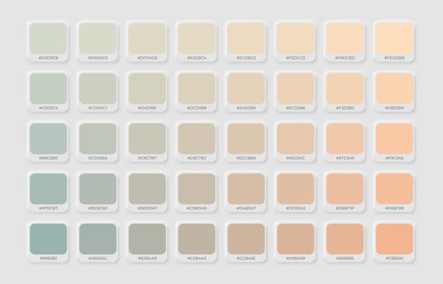 Vector pastel light colour palette in rgb hex colour catalogue
