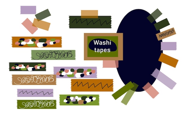 Pastel  Nature Washi tape set with different patterns design Scrapbooking collection border banners