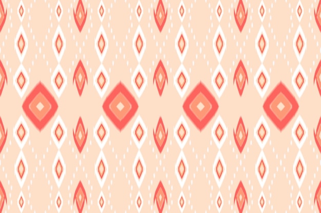 Pastel orange boho Asian ethnic geometric oriental ikat seamless traditional pattern design for background carpet wallpaper backdrop clothing wrapping batik fabric embroidery style vector