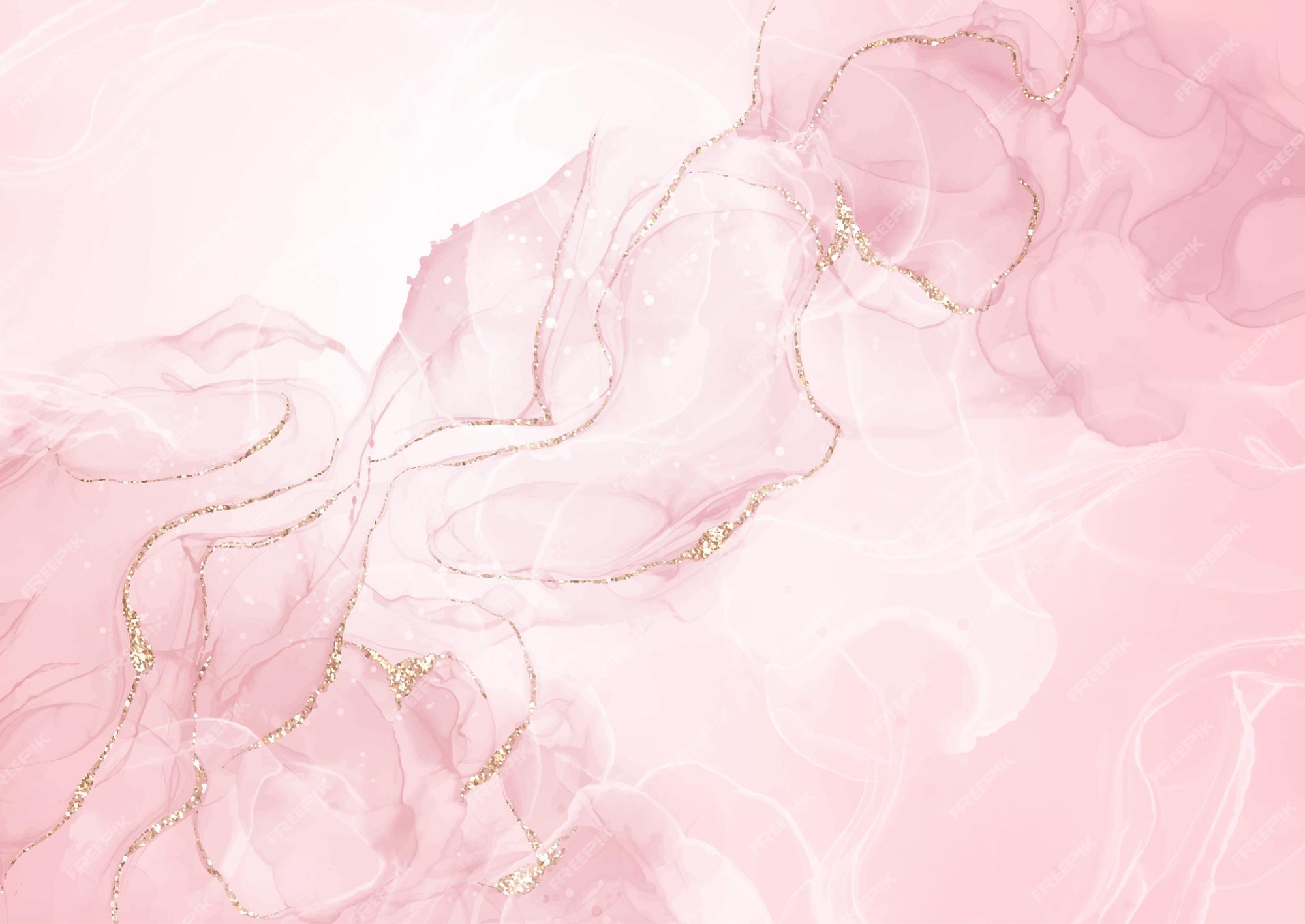 Premium Vector | Pastel pink alcohol ink background with gold glitter ...