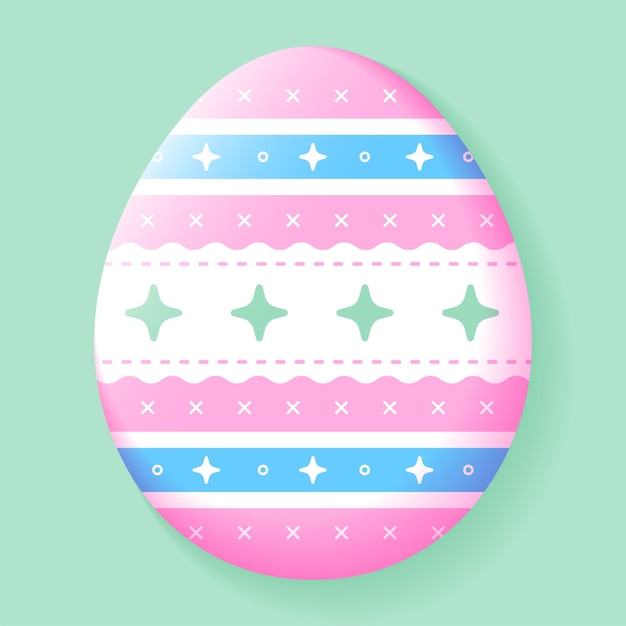 Pastel Pink Blu Green Easter Egg Traditional Pattern Isolated Pastel 3D Layer Cutout Paper Card