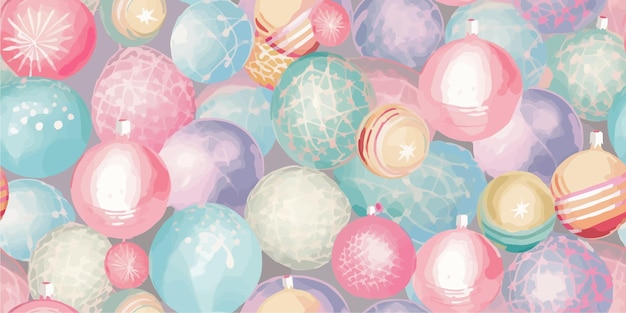 Vector pastel pink blue christmas bauble seamless pattern cute flat xmas tree balls with tiny sparkles perfect retro print for fabric wrapping paper or cover