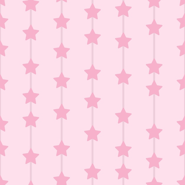 Pastel pink stars geometric vector pattern seamless repeat vertical stripes with star elements