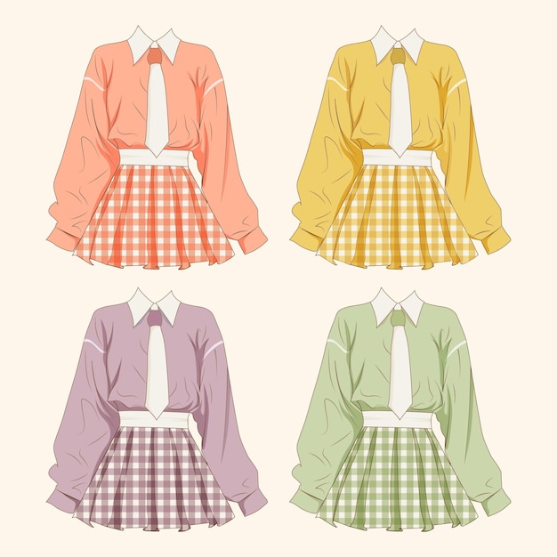 粉紅色格子學校女生服裝