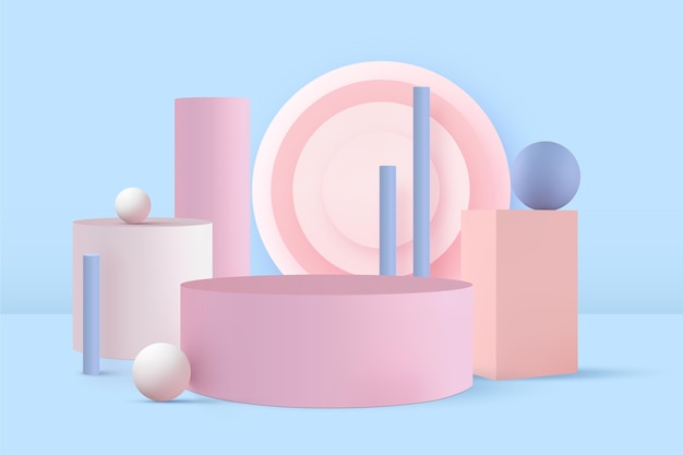 Pastel podium in 3D-effect