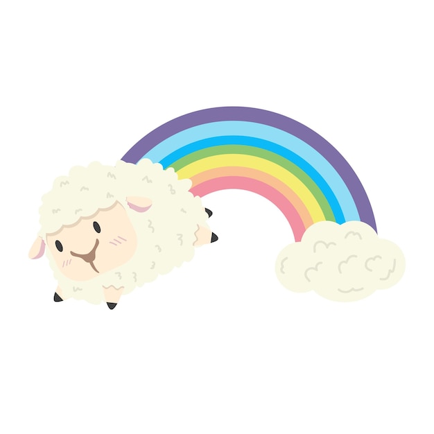 Pastel regenboog schapen cartoon vector