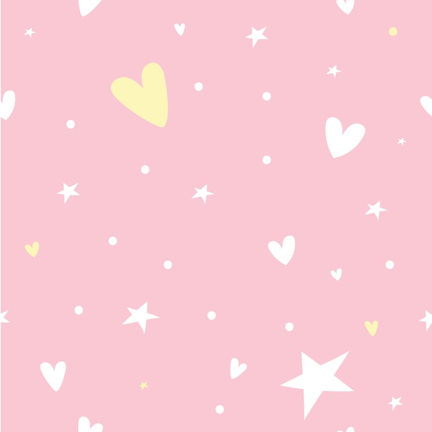 Pastel seamless pattern with star, heart