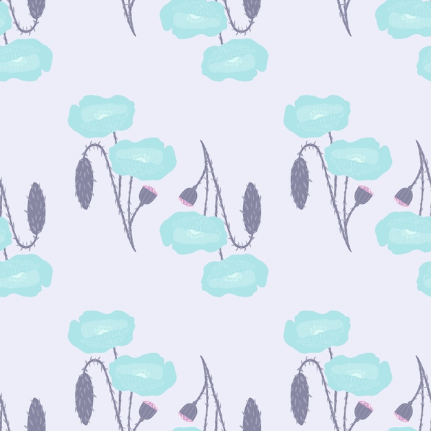 Pastel seamless poppy flower pattern.