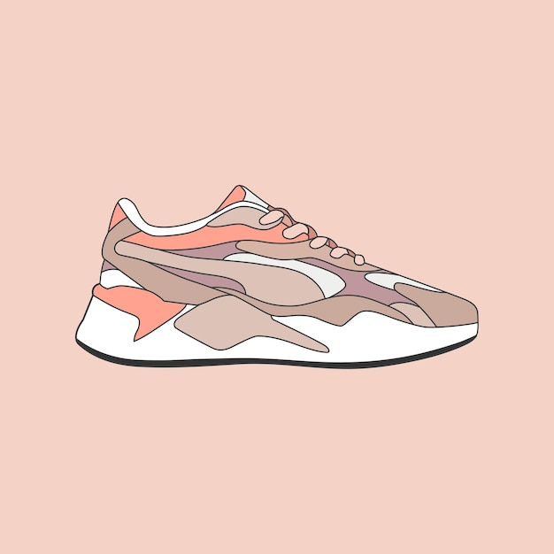 Pastel Sneaker shoes for sport training running and basketball vector Illustration