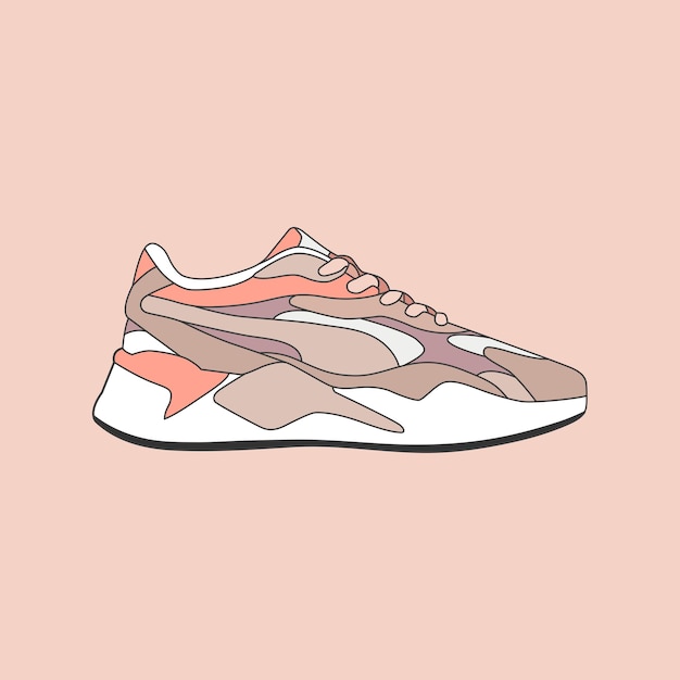 Pastel sneaker shoes for sport training running and basketball vector illustration