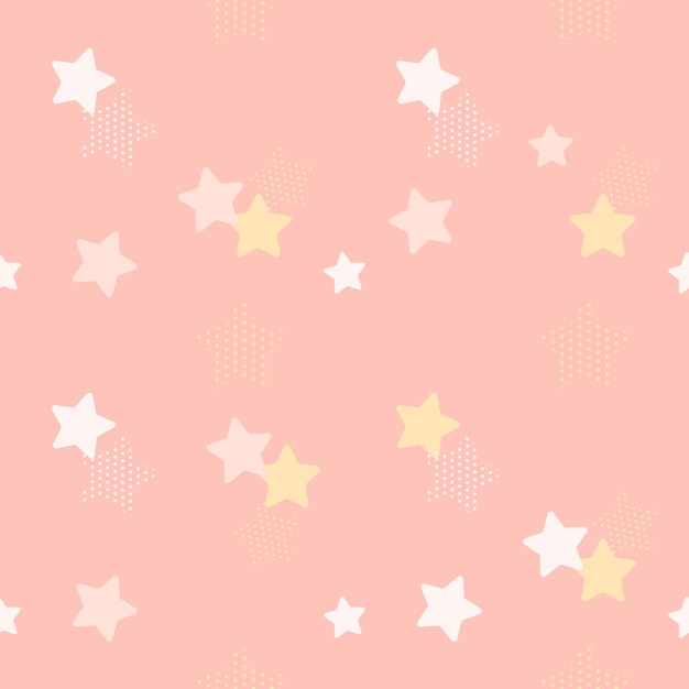 Pastel star and polkadot seamless background for fabric pattern