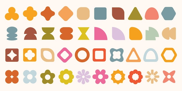 Pastel vectoren Kleurige geometrische vormen in verschillende vormen cirkels vierkanten driehoeken Helder geometrische patronen abstracte vormen kleurrijke ontwerpen geometrische kunst Pastel vector elementen set