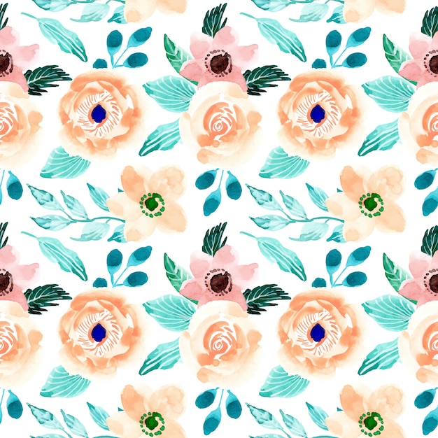 Pastel watercolor floral seamless pattern