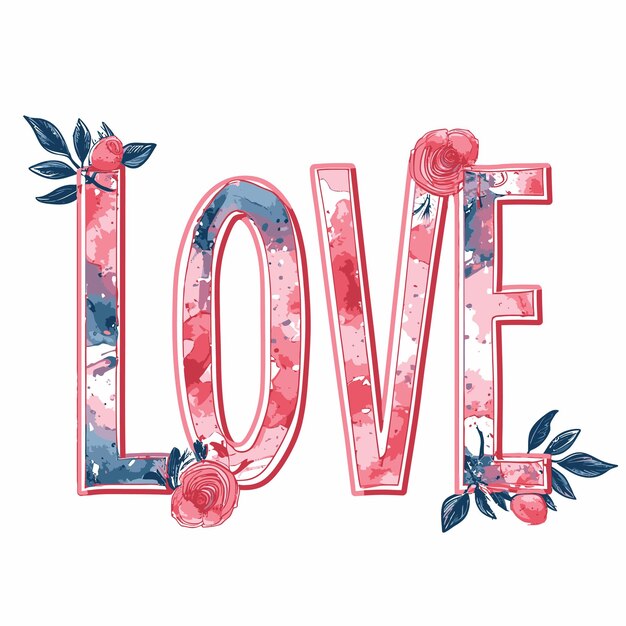Пастельная акварель Love Typography Шрифт для дизайна футболки и романтических надписей
