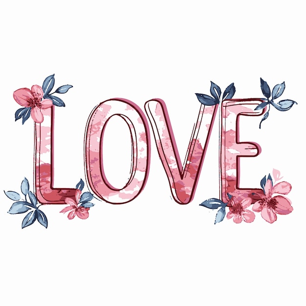 pastel watercolor love typography font artwork for tshirt design and romantic lettering