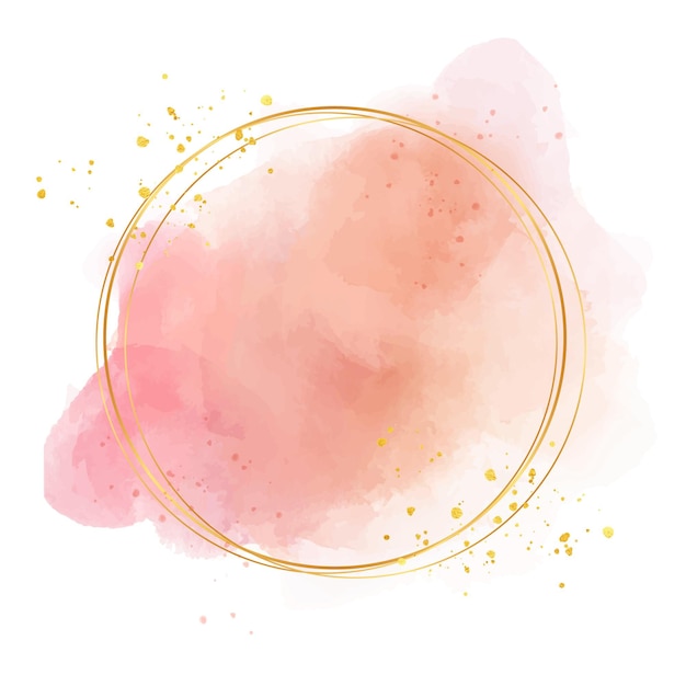 Vector pastel watercolor with golden frame