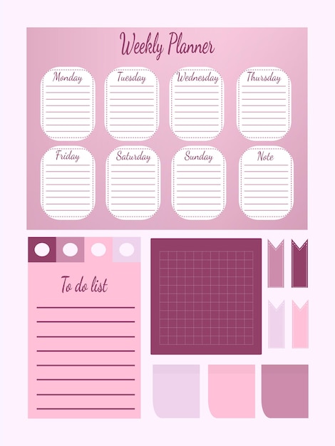 Pastel weekly planner template set