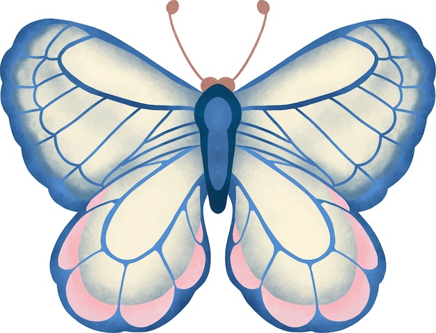 Pastel Yellow Symmetrical Butterfly Illustration