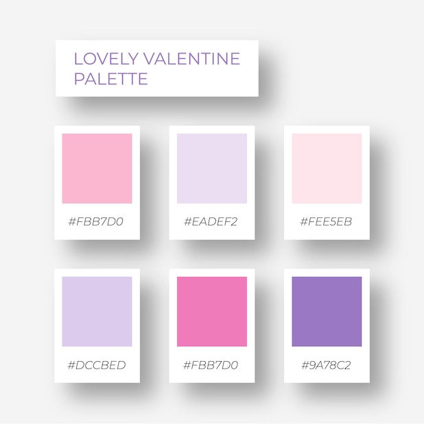 Pastelkleurtooncollectie Roze paars pastelpaletsjabloon voor valentijnskaarten. Pastel trendy zacht