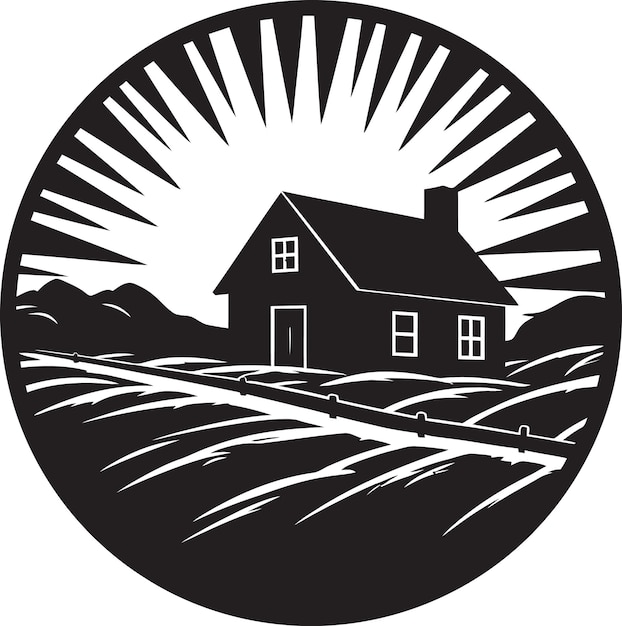 Vector pastoral homestead symbol farmhouse vector icon design harvest oasis residence farmers farmhouse em