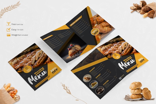 Vector pastries menu food restaurant template