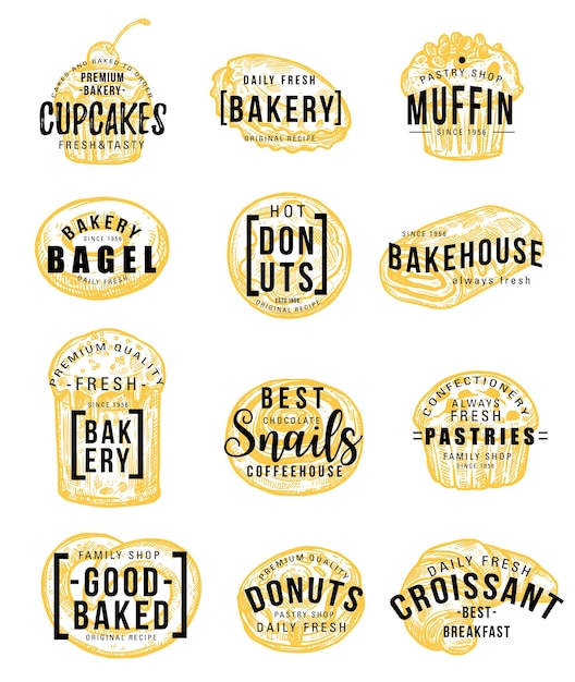 Pastry and bakery shop sketch with hand lettering