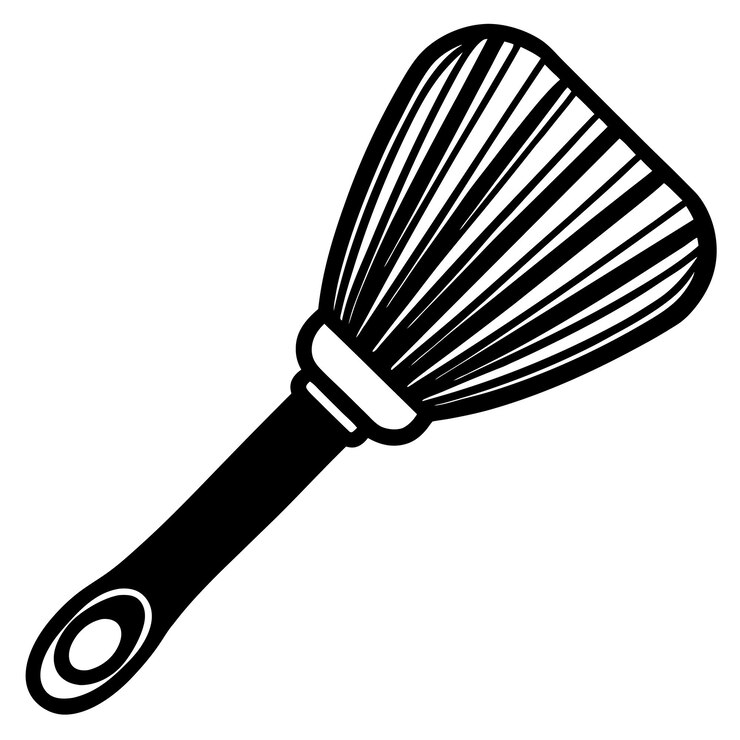 Vector pastry brush silhouette black and white icon design elements on isolated white background