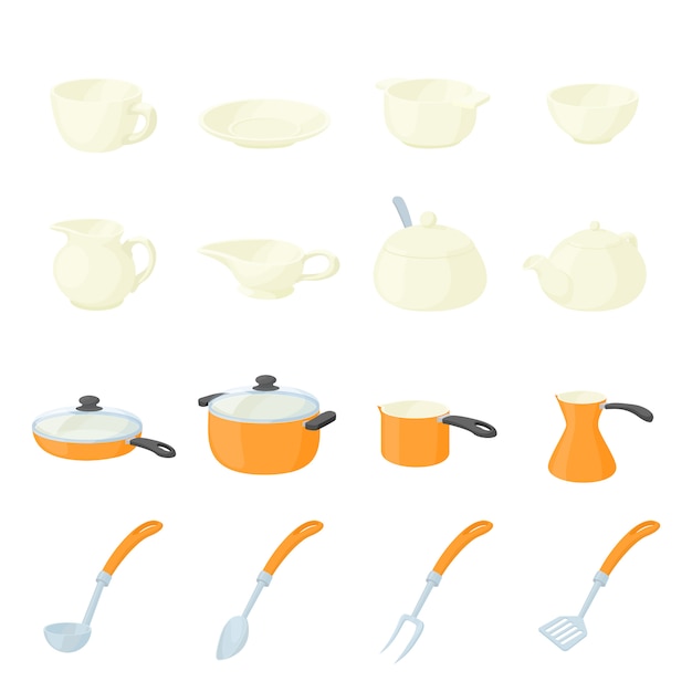 Vector pastry set icons in cartoon style